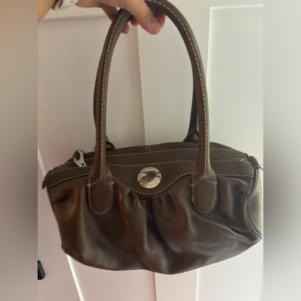 Marc Jacobs brown leather barrel purse with short straps